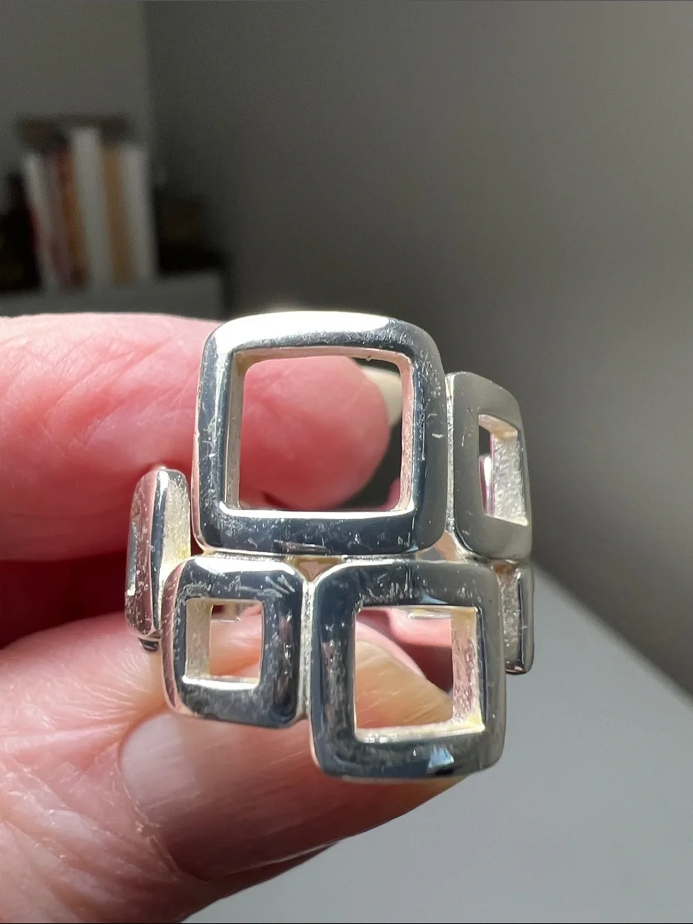 Sterling Silver Geometric Open-Square Ring - 925 Sterling Silver- Heirloom